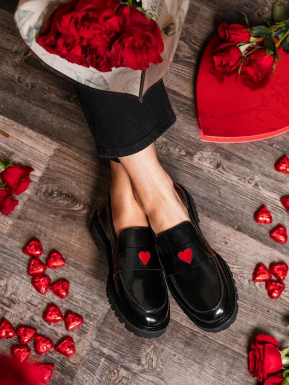 Thursday boot co Penny Loafers with Red Heart Accent - Picture 2 of 9